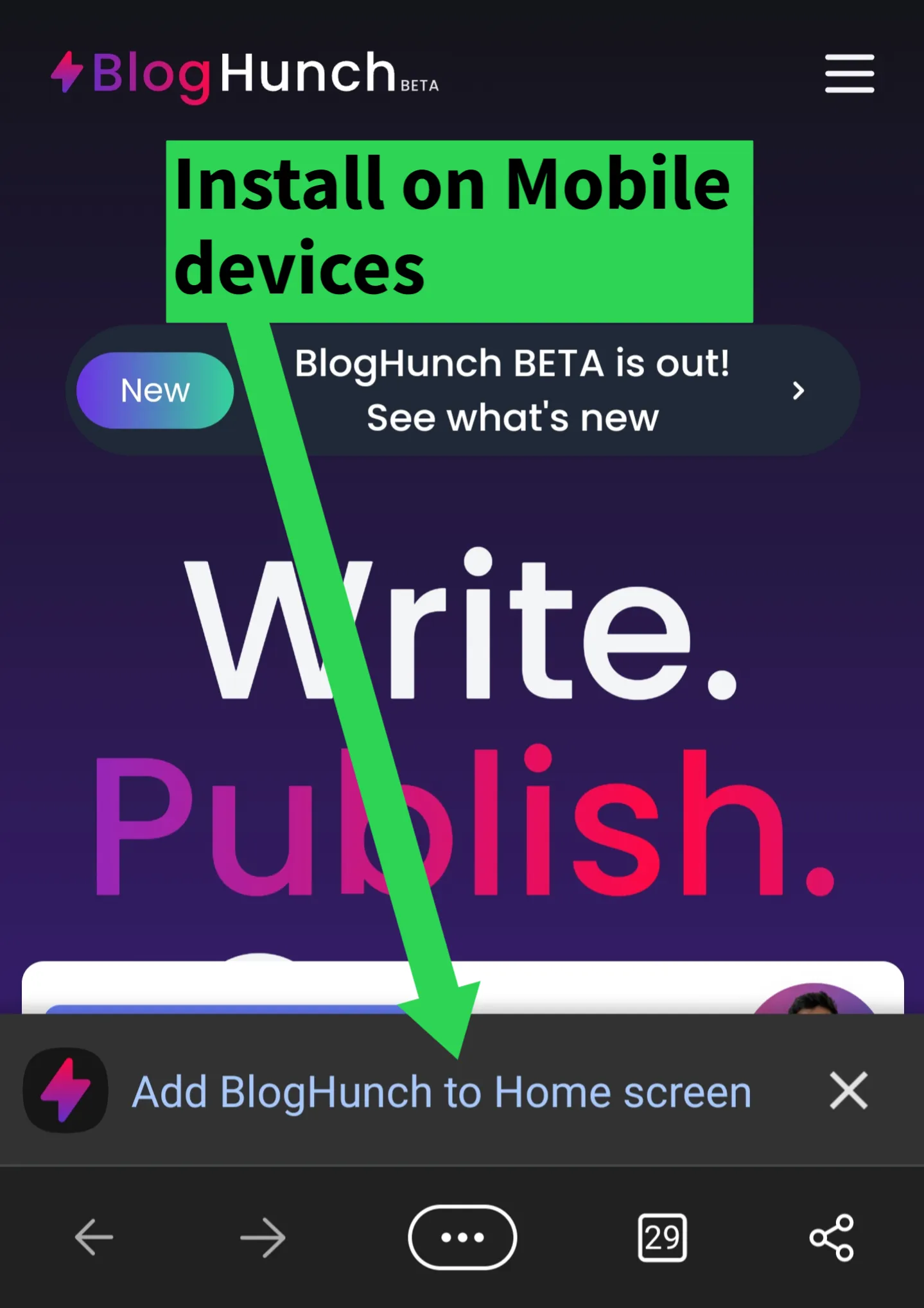 Install BlogHunch on mobile devices