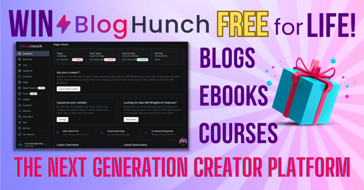 Win BlogHunch FREE for LIFE!