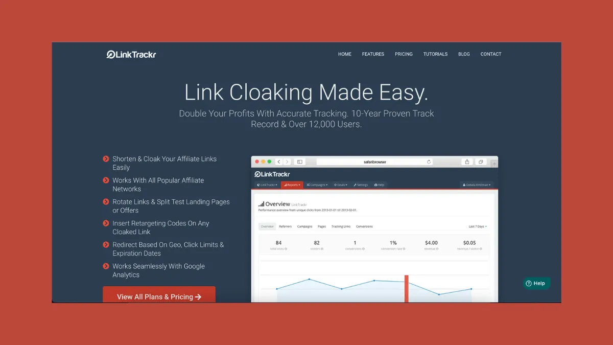 Linktrackr homepage image - best tool for affiliate marketing